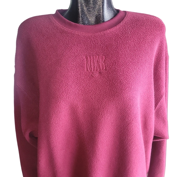 Nike Burgundy Fleece Crew Neck Sportswear Sweater L - Picture 2 of 5